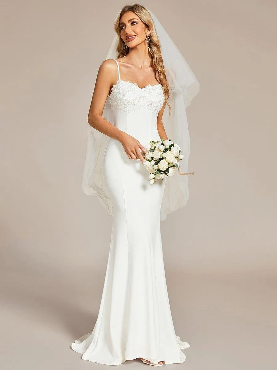 Robe de mariée sirène Élégante en dentelle avec bretelles fines(Vente finale)