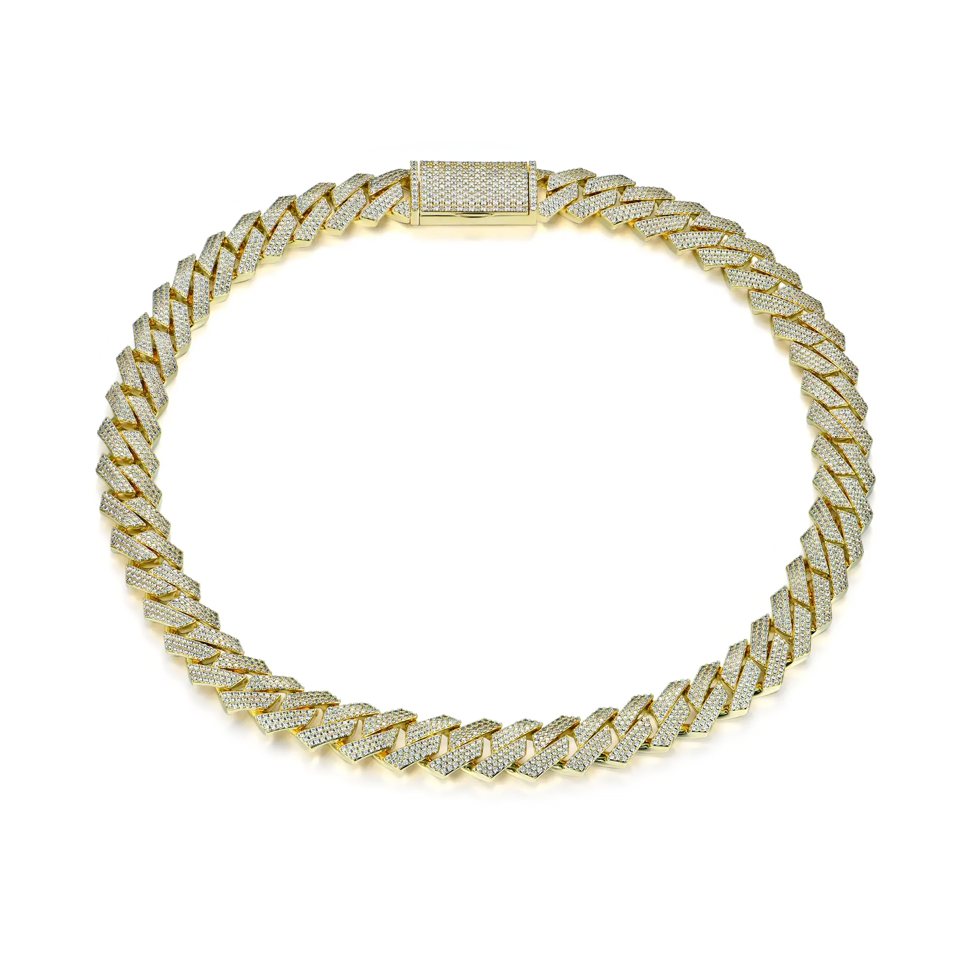 Round Cut Prong Cuban Link Chain - 15mm