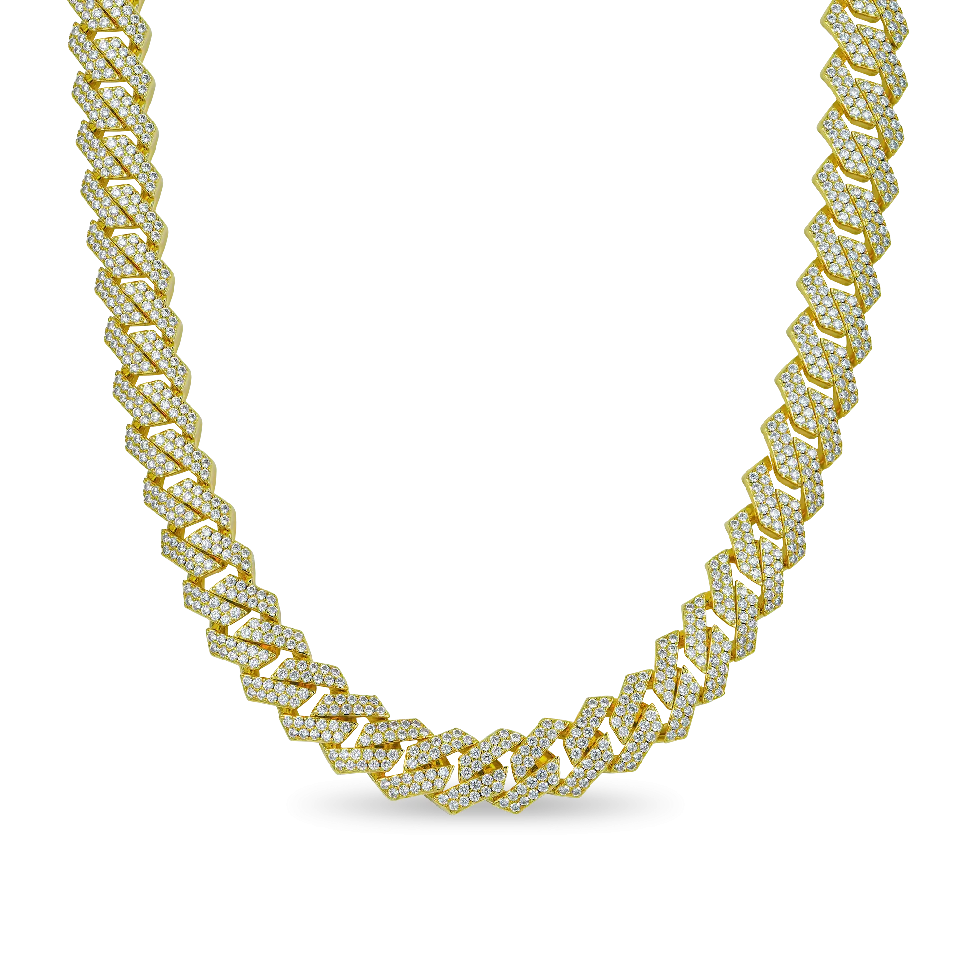 Round Cut Prong Cuban Link Chain - 15mm