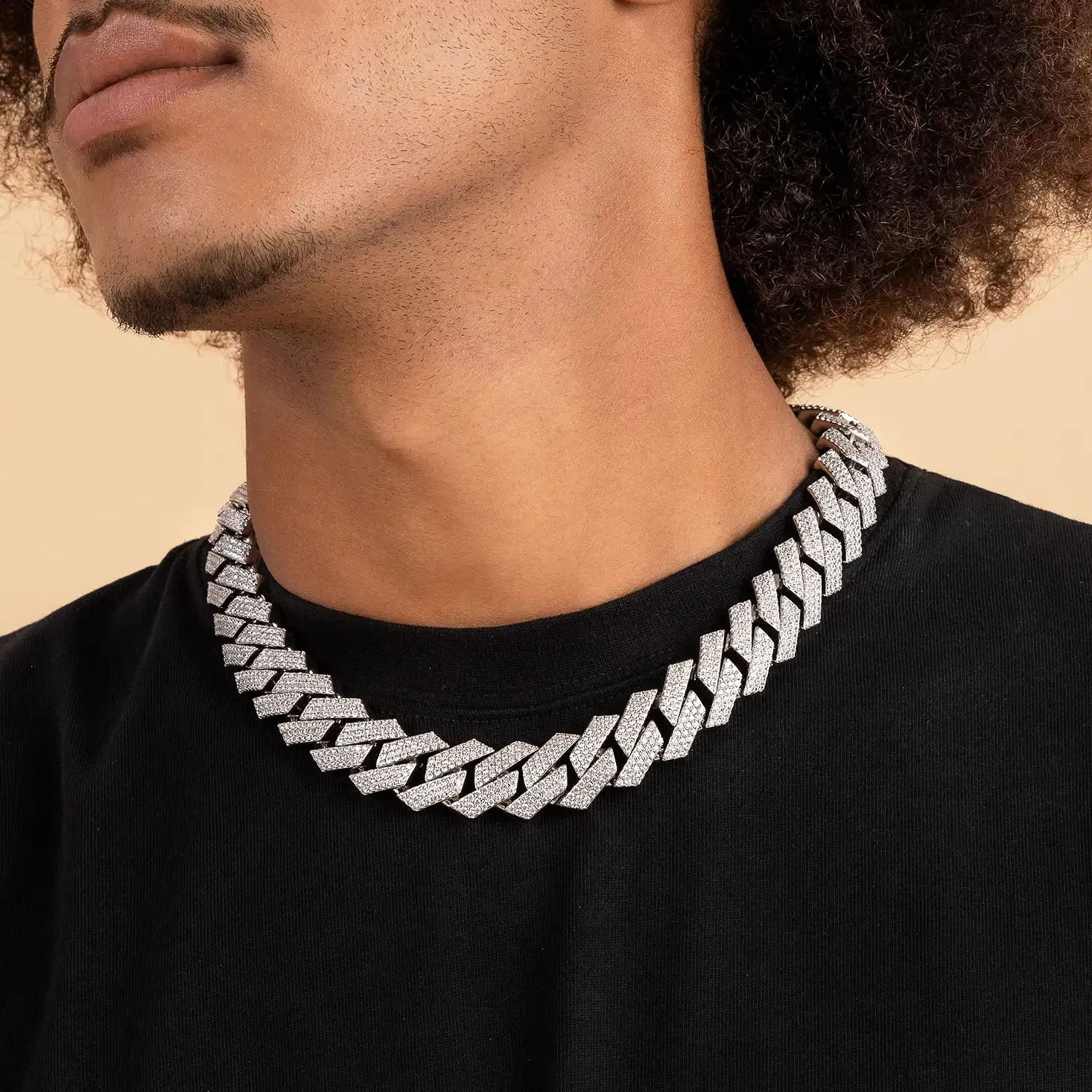 Round Cut Prong Cuban Link Chain - 19mm