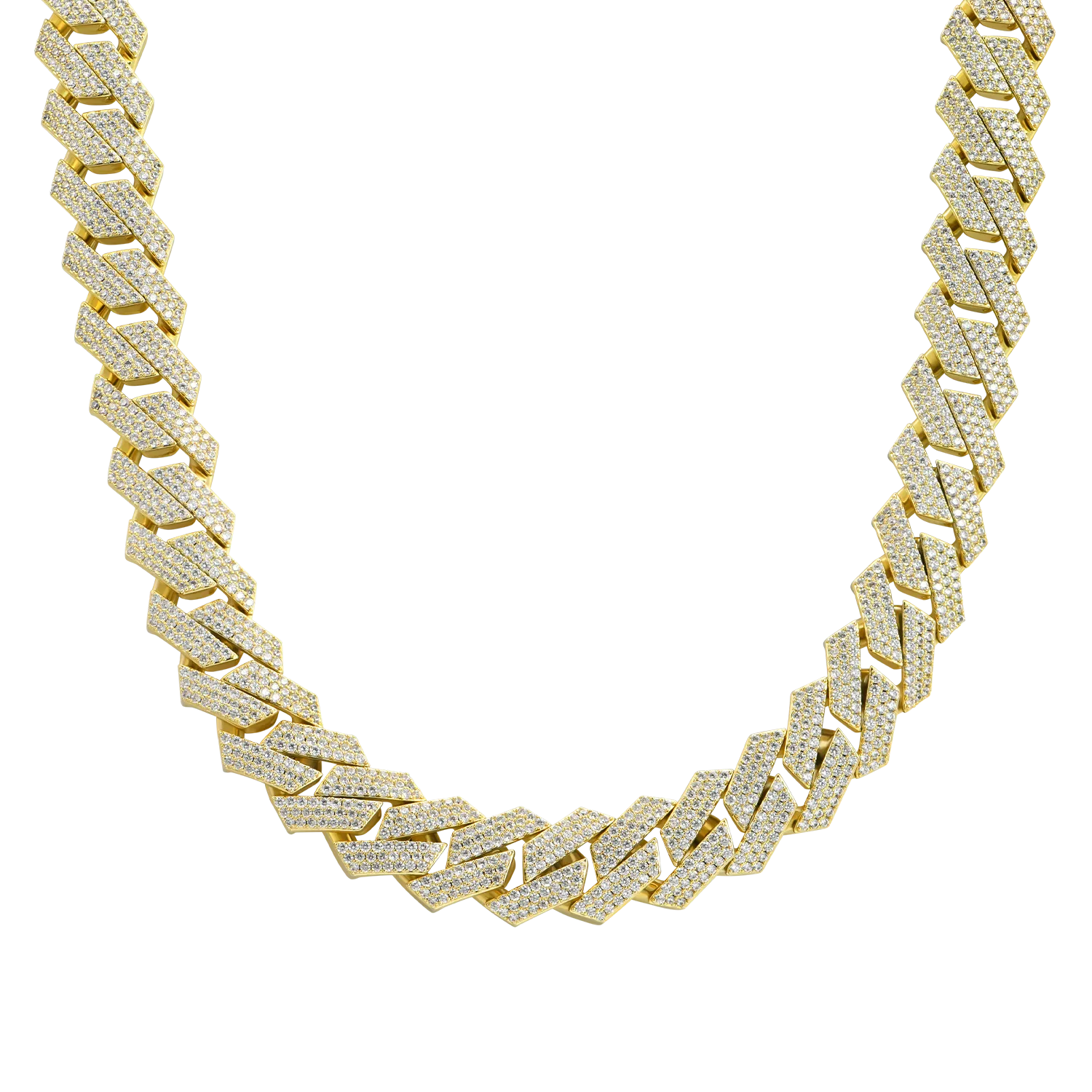 Round Cut Prong Cuban Link Chain - 19mm