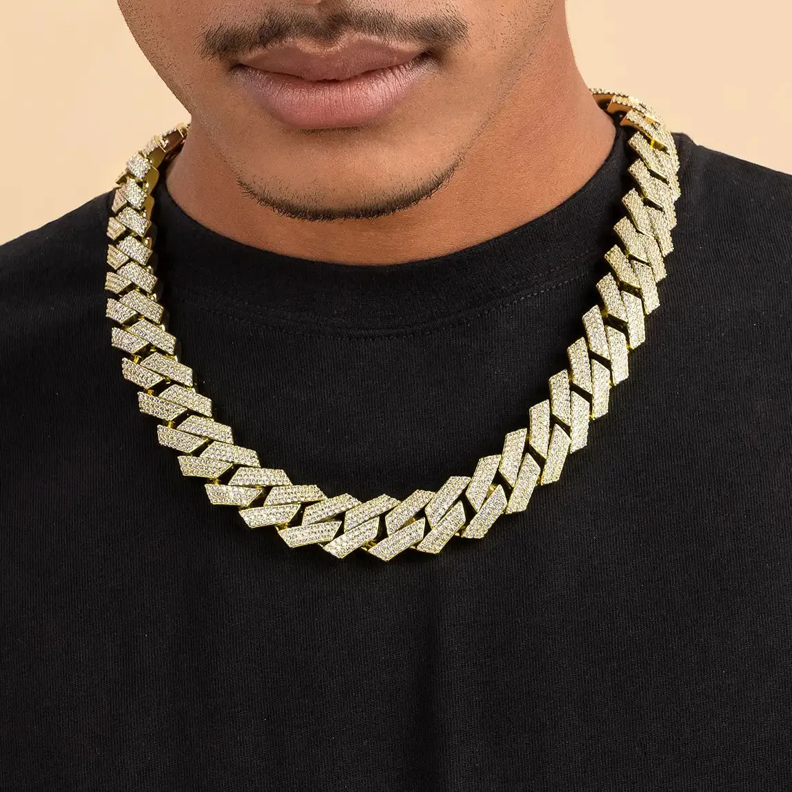 Round Cut Prong Cuban Link Chain - 19mm