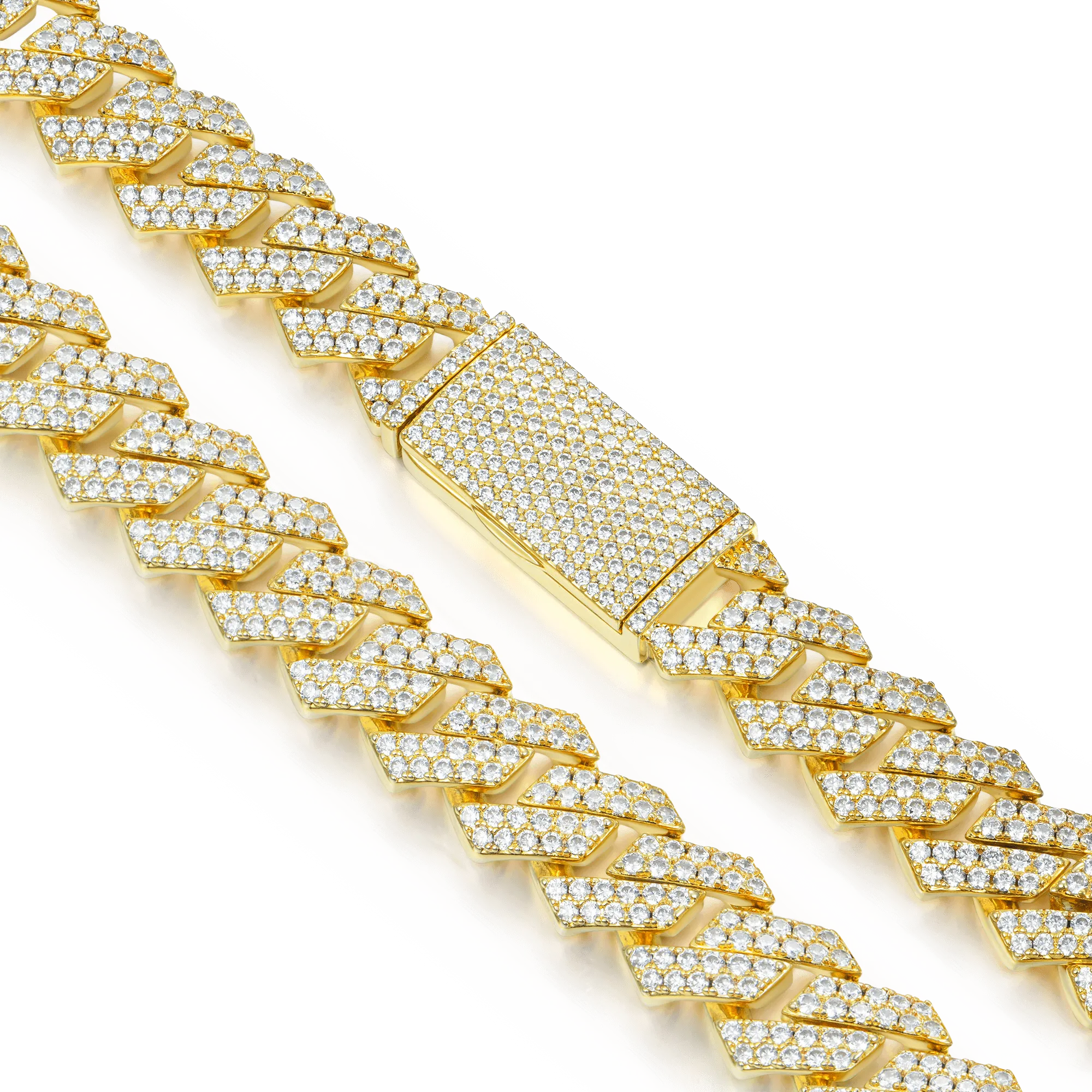 Round Cut Prong Cuban Link Chain - 19mm