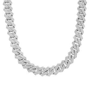 Round Cut Prong Cuban Link Chain - 19mm