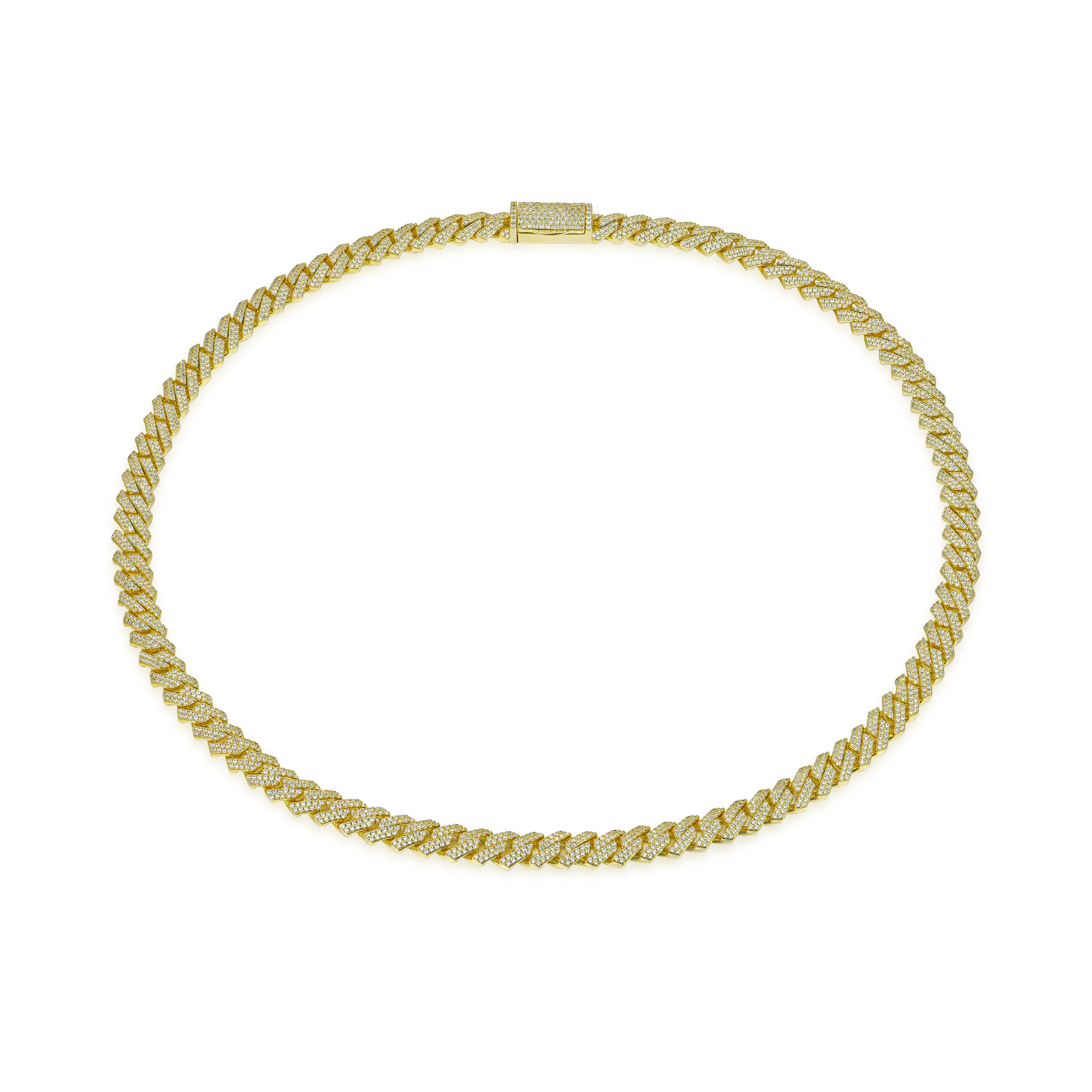Round Cut Prong Cuban Link Chain - 8mm