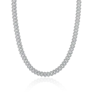 Round Cut Prong Cuban Link Chain - 8mm