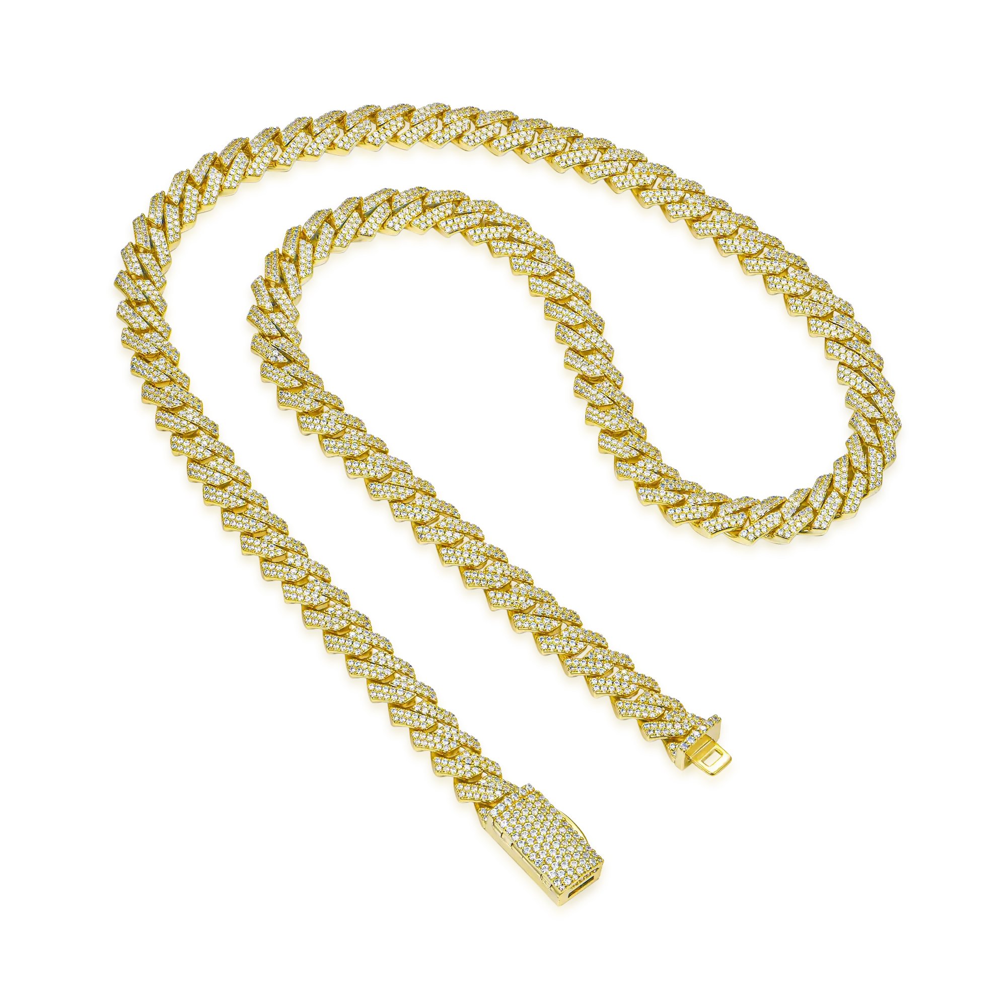 Round Cut Prong Cuban Link Chain - 8mm
