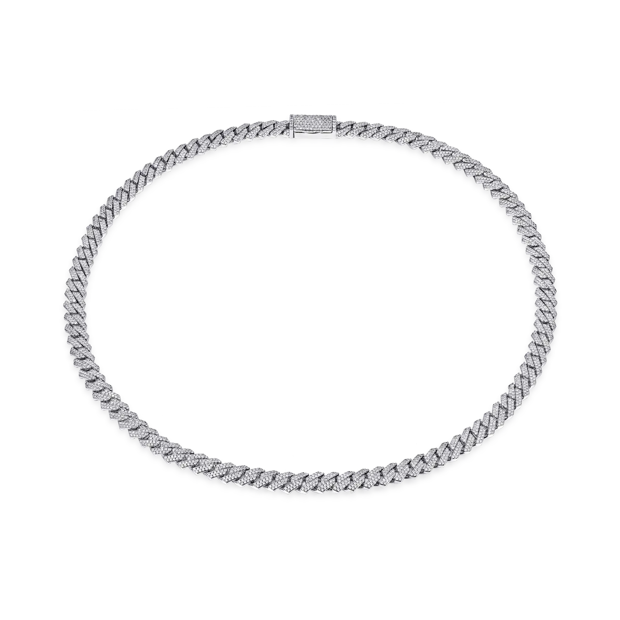 Round Cut Prong Cuban Link Chain - 8mm