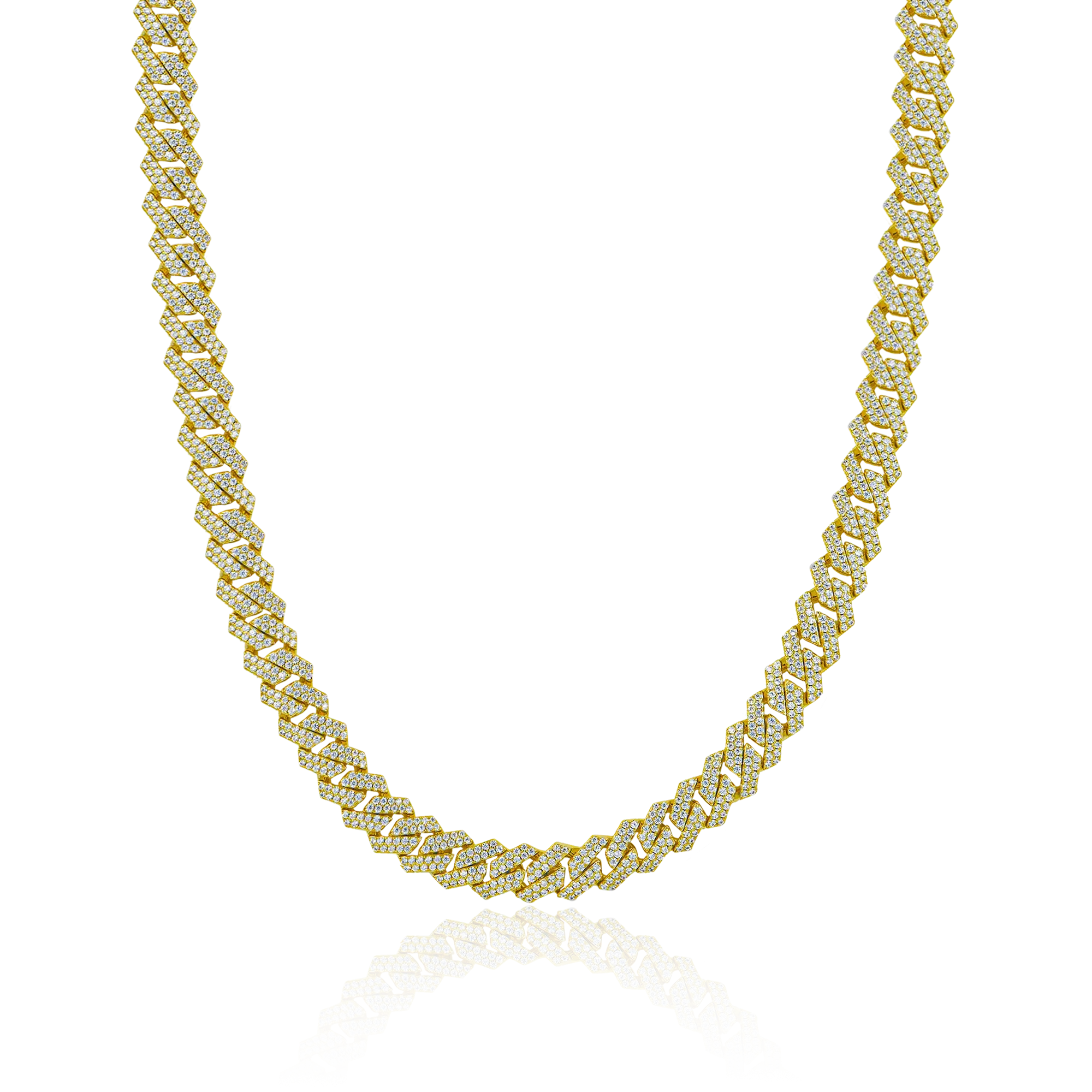 Round Cut Prong Cuban Link Chain - 8mm