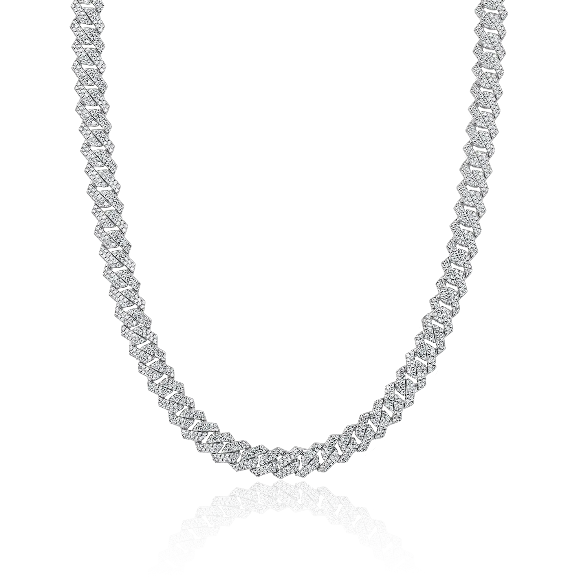 Round Cut Prong Cuban Link Chain - 8mm
