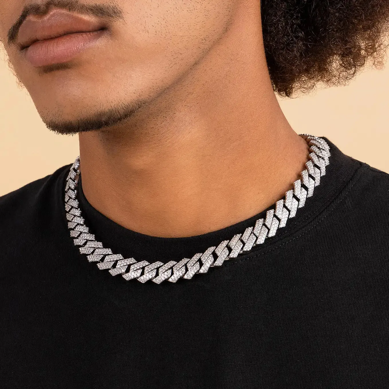Round Cut Prong Cuban Link Chain - 8mm