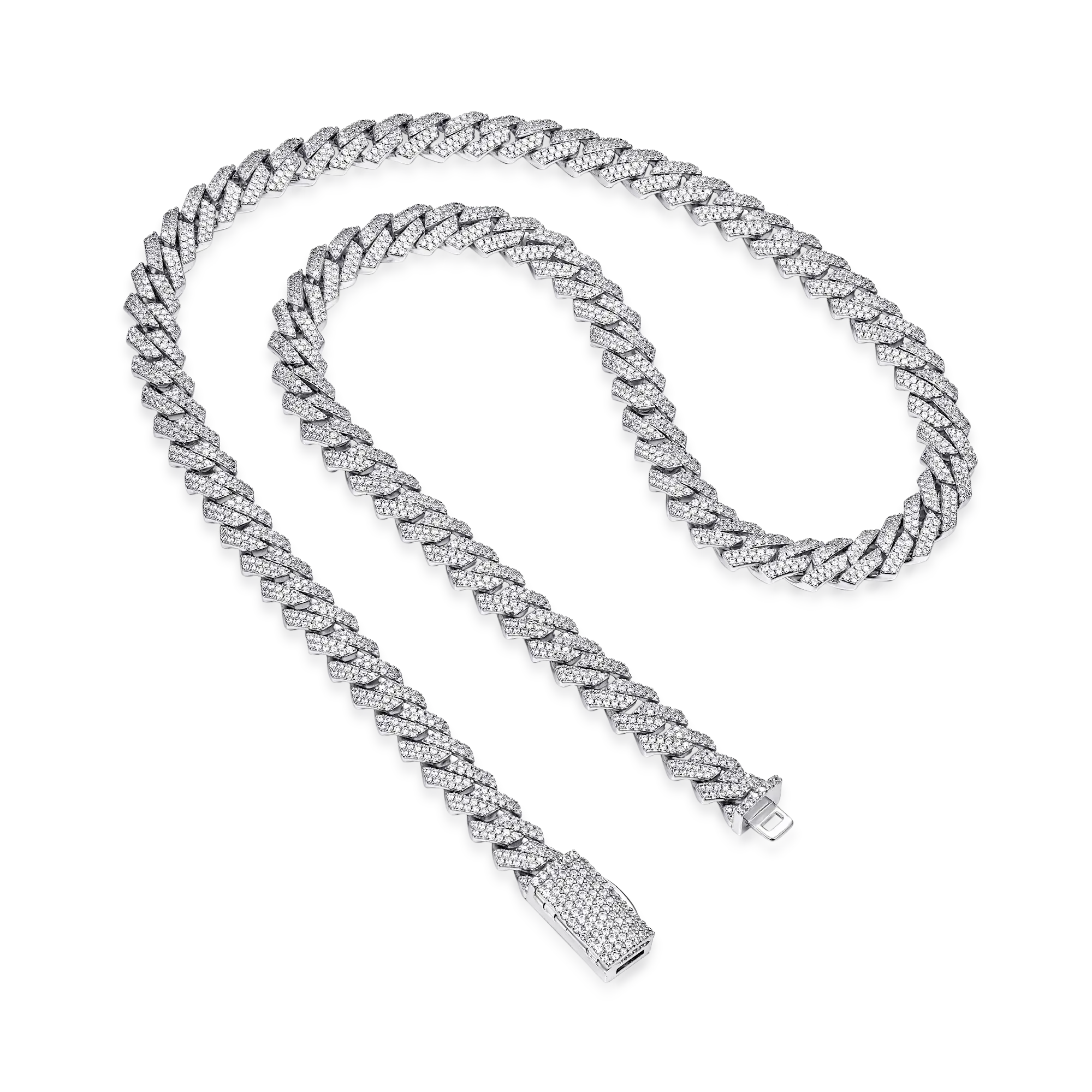 Round Cut Prong Cuban Link Chain - 8mm