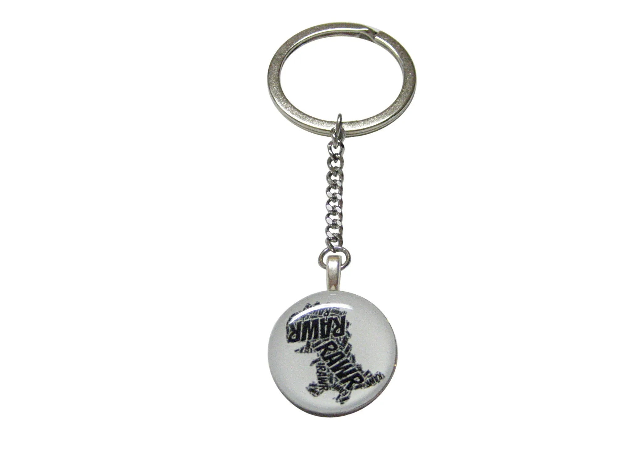 Round Fun T Rex Dinosaur Pendant Keychain