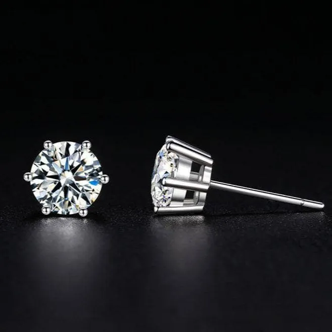 Shiny Diamond Classic Six Prong Earrings