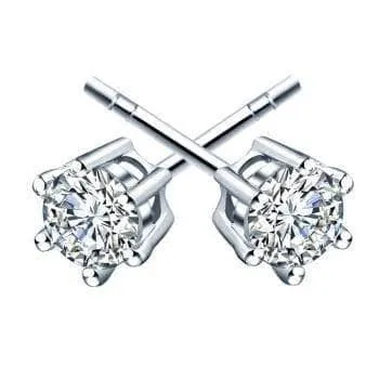 Shiny Diamond Classic Six Prong Earrings