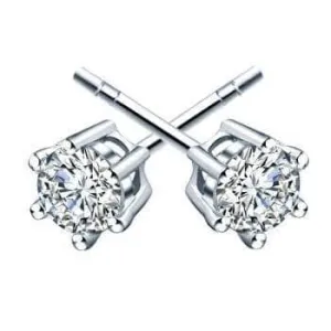 Shiny Diamond Classic Six Prong Earrings