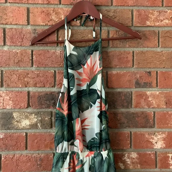Show Me Your Mumu Coral Green Tropical Heather Halter Dress