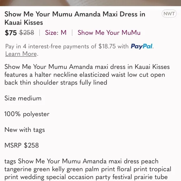 Show Me Your Mumu Coral Green Tropical Heather Halter Dress