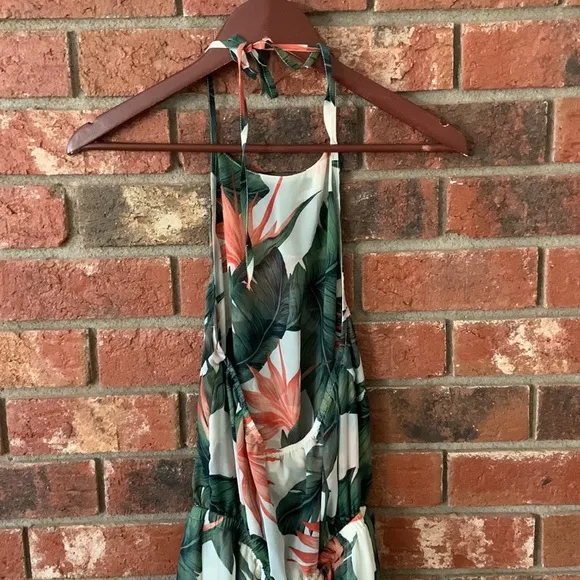 Show Me Your Mumu Coral Green Tropical Heather Halter Dress