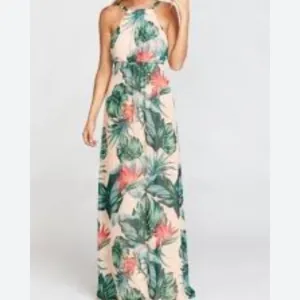 Show Me Your Mumu Coral Green Tropical Heather Halter Dress