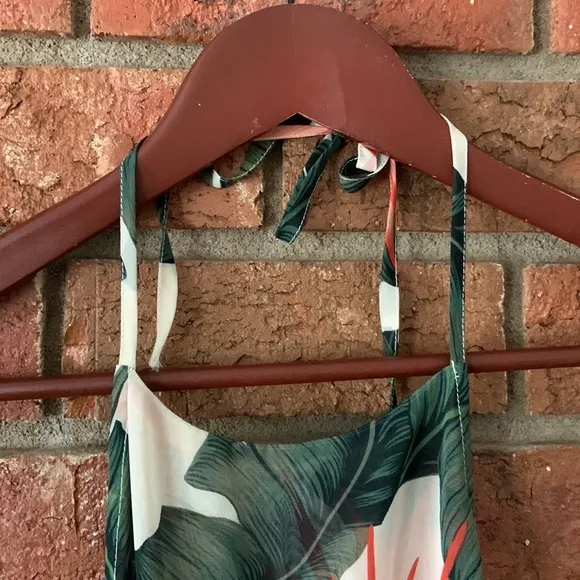 Show Me Your Mumu Coral Green Tropical Heather Halter Dress