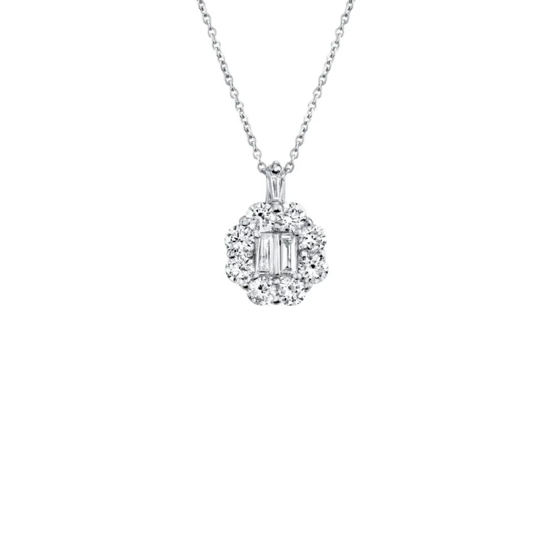 Shy Creation Baguette Diamond Cluster Necklace