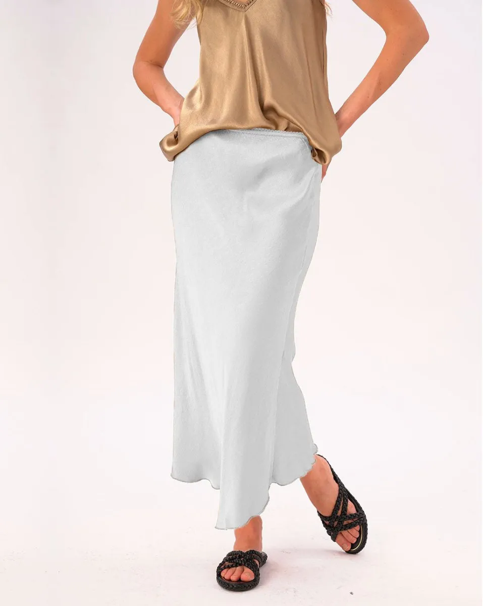 Silky Elastic Waist Maxi Skirt