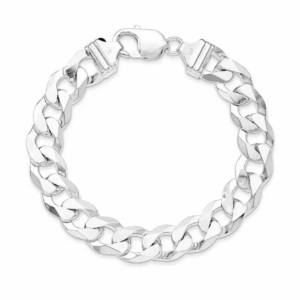 Silver 12.30-mm Solid Beveled Link Curb Chain