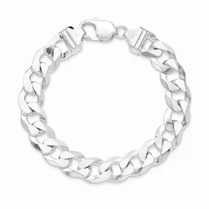 Silver 12.30-mm Solid Beveled Link Curb Chain