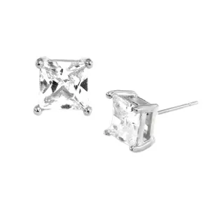 SILVER-CLEAR EARRINGS  #E8656_S(SZ7)ROD