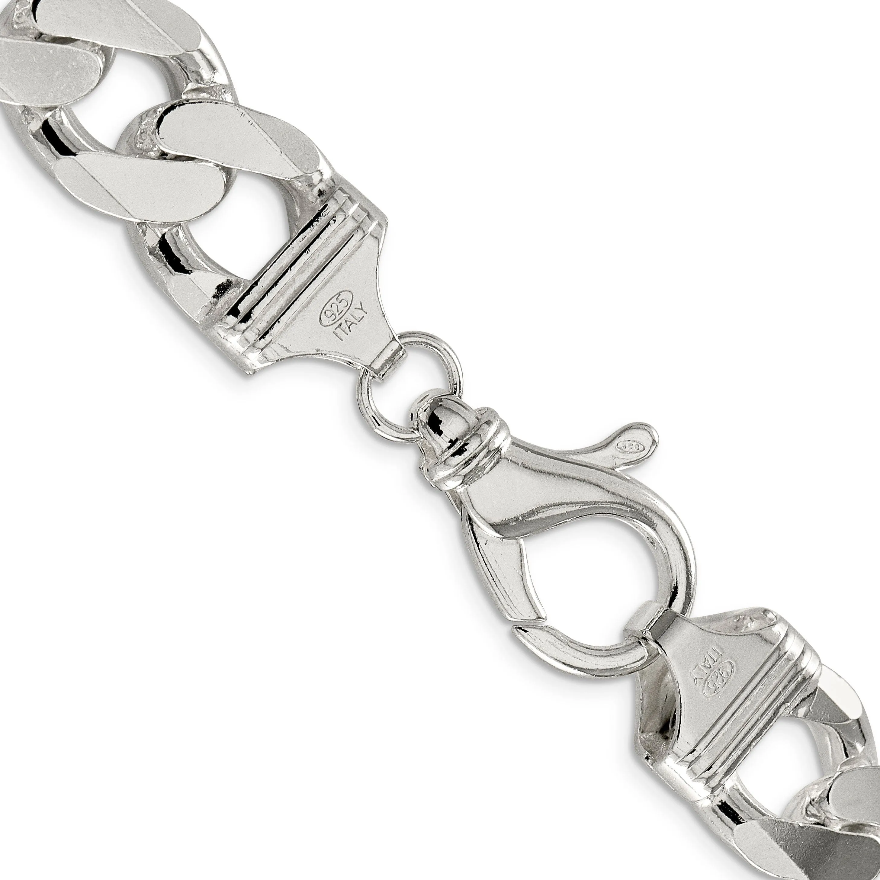 Silver Polished 16.20-mm Solid Curb Link Chain