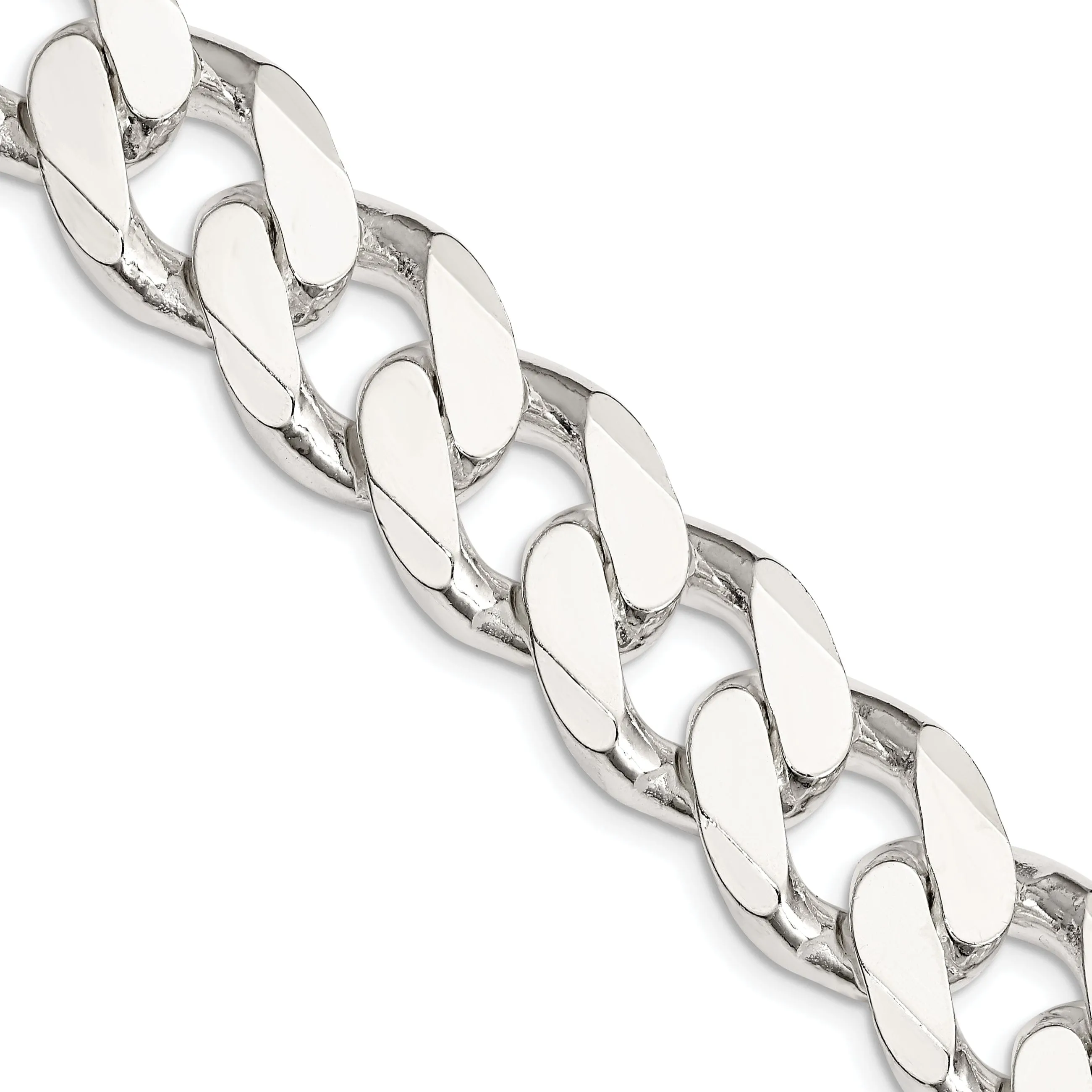 Silver Polished 16.20-mm Solid Curb Link Chain