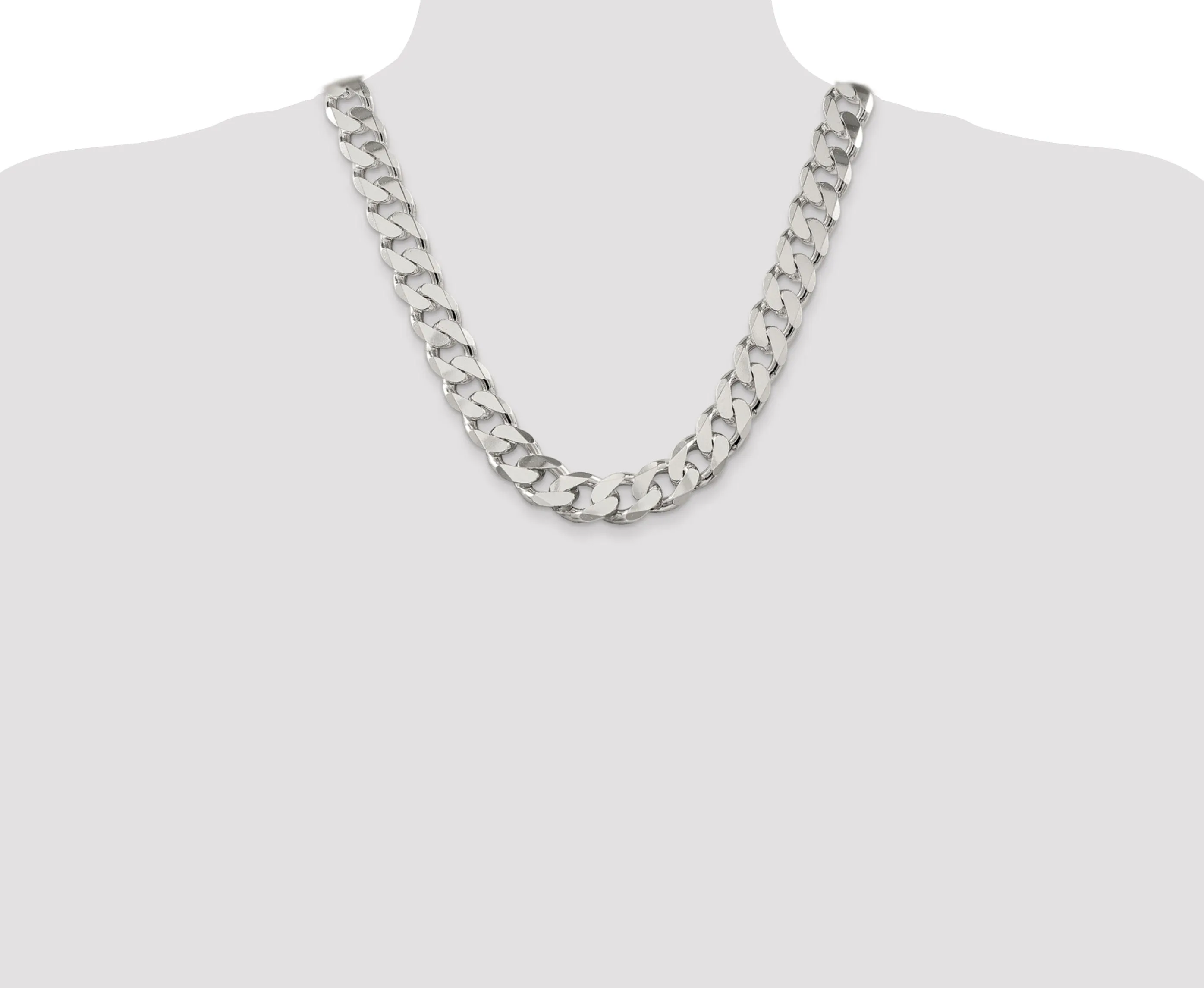 Silver Polished 16.20-mm Solid Curb Link Chain