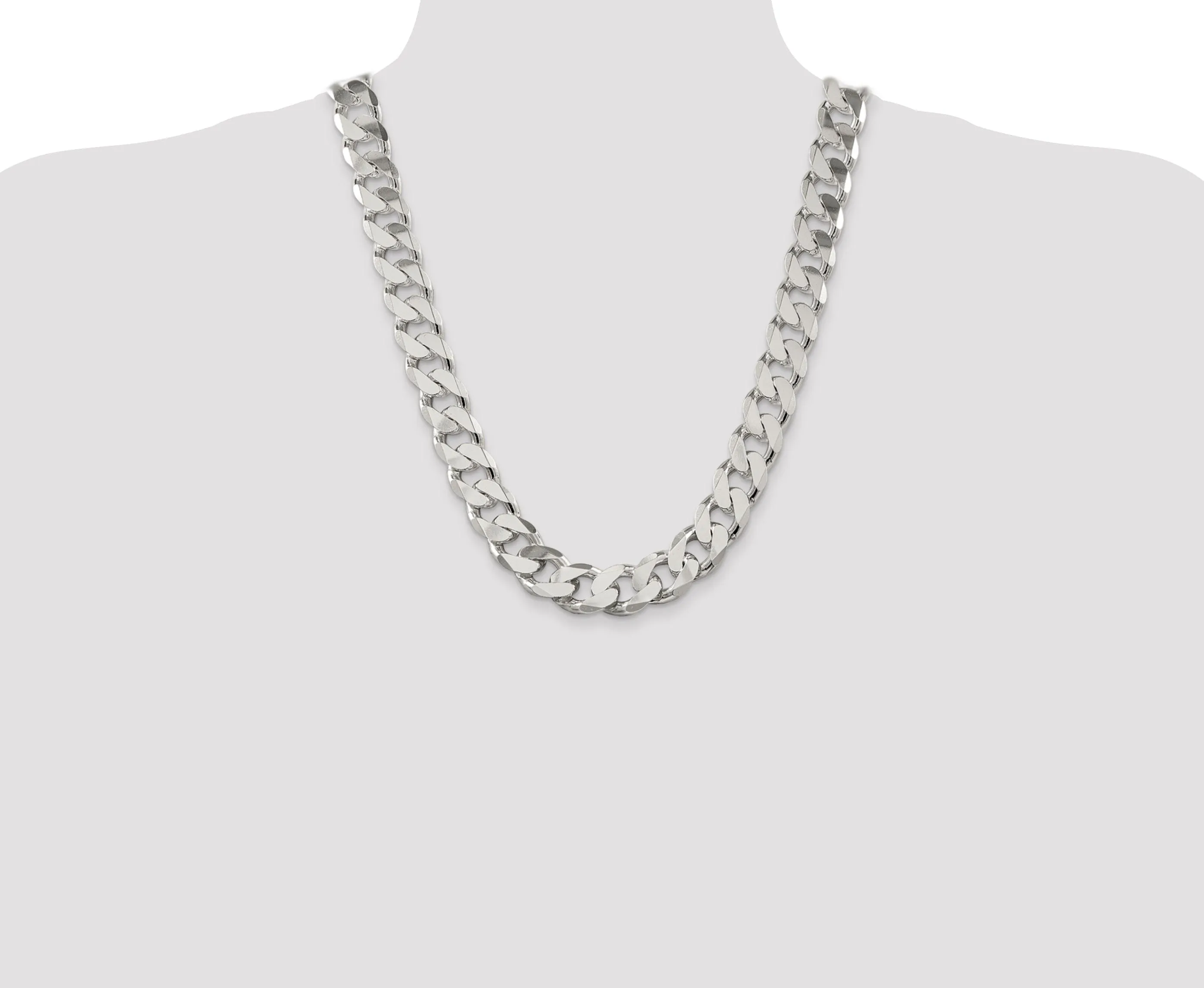 Silver Polished 16.20-mm Solid Curb Link Chain