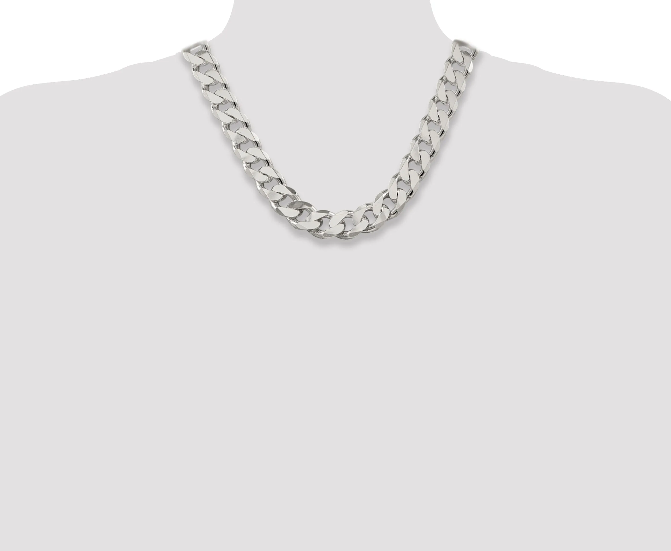 Silver Polished 16.20-mm Solid Curb Link Chain