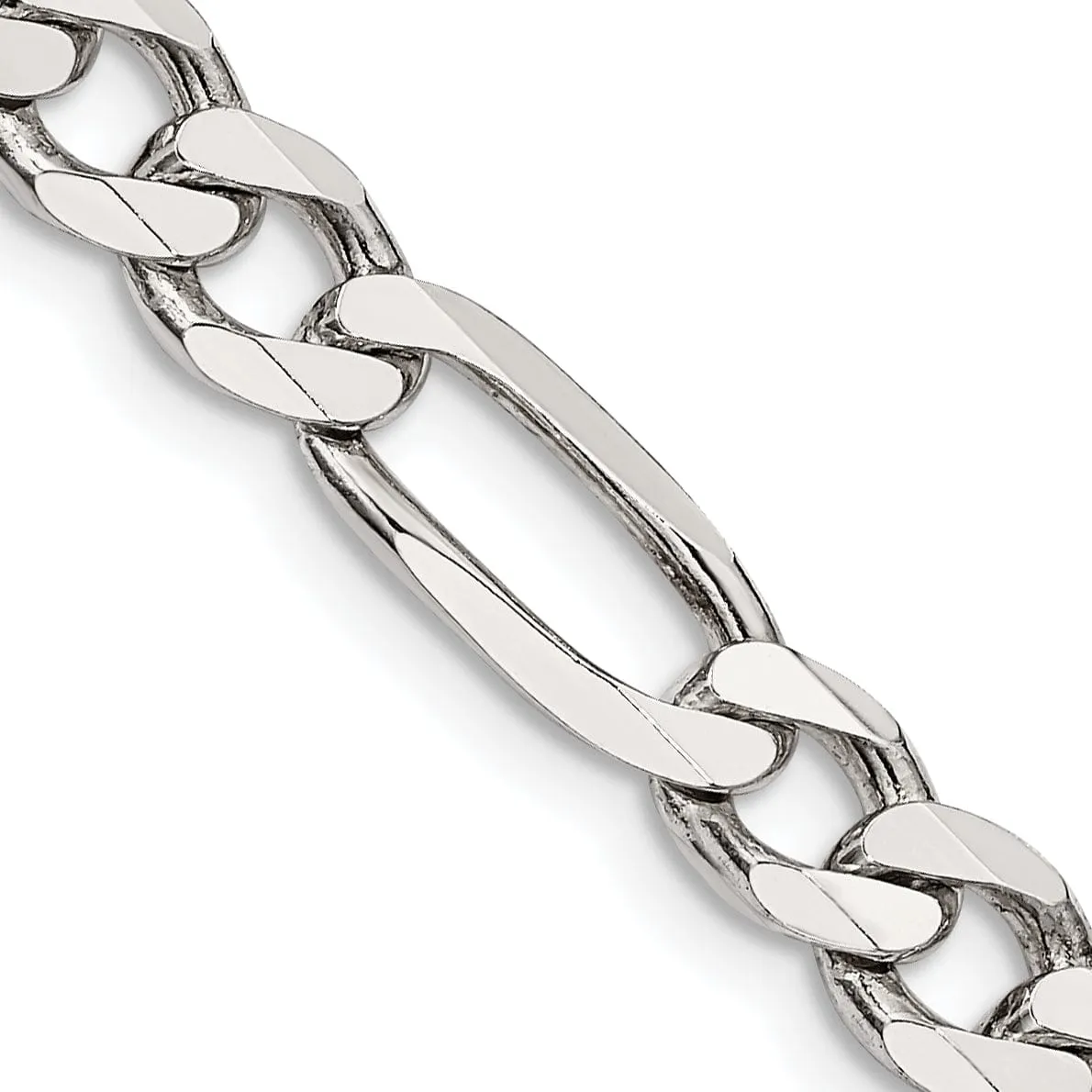 Silver Polished 6.25-mm Solid Figaro Chain
