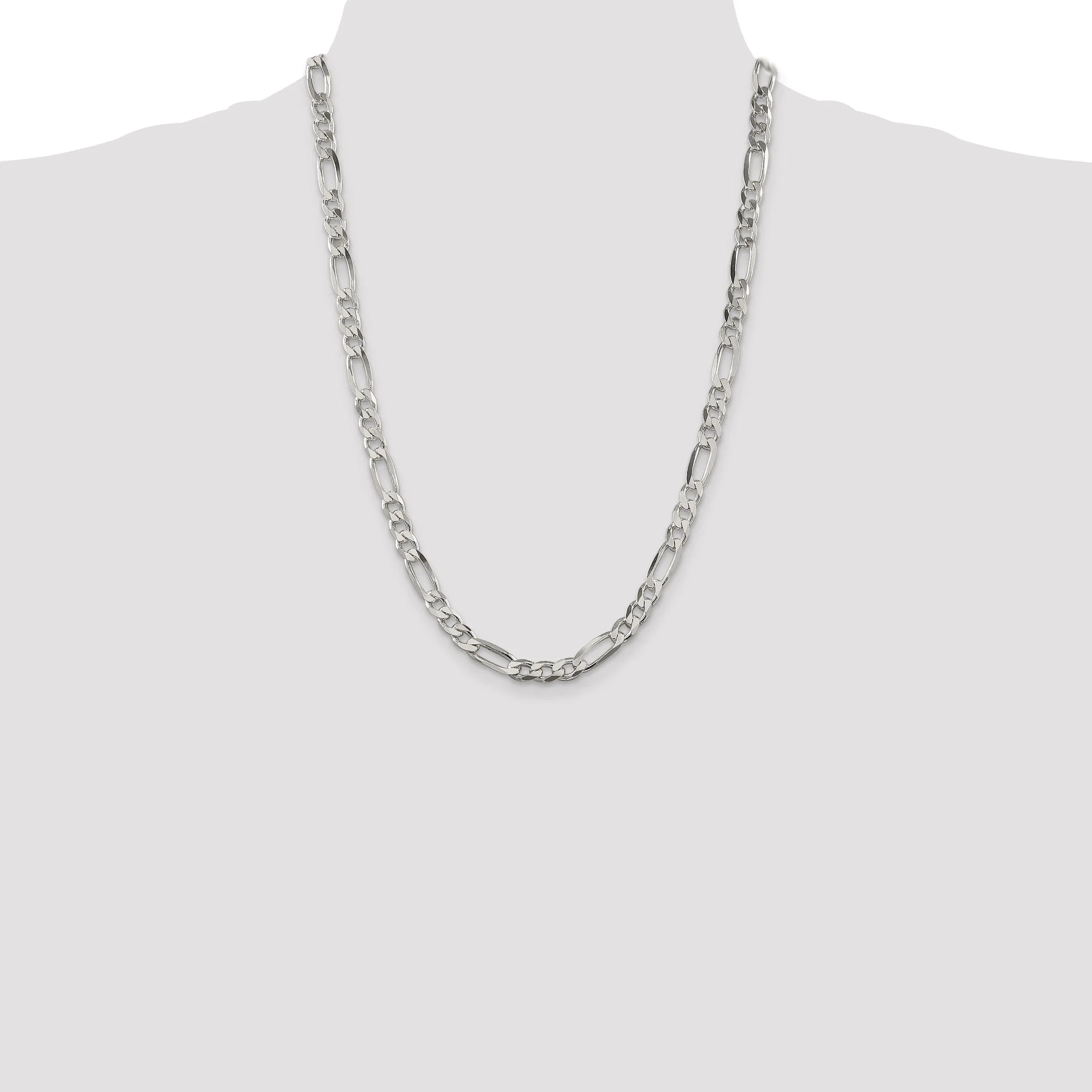 Silver Polished 6.25-mm Solid Figaro Chain
