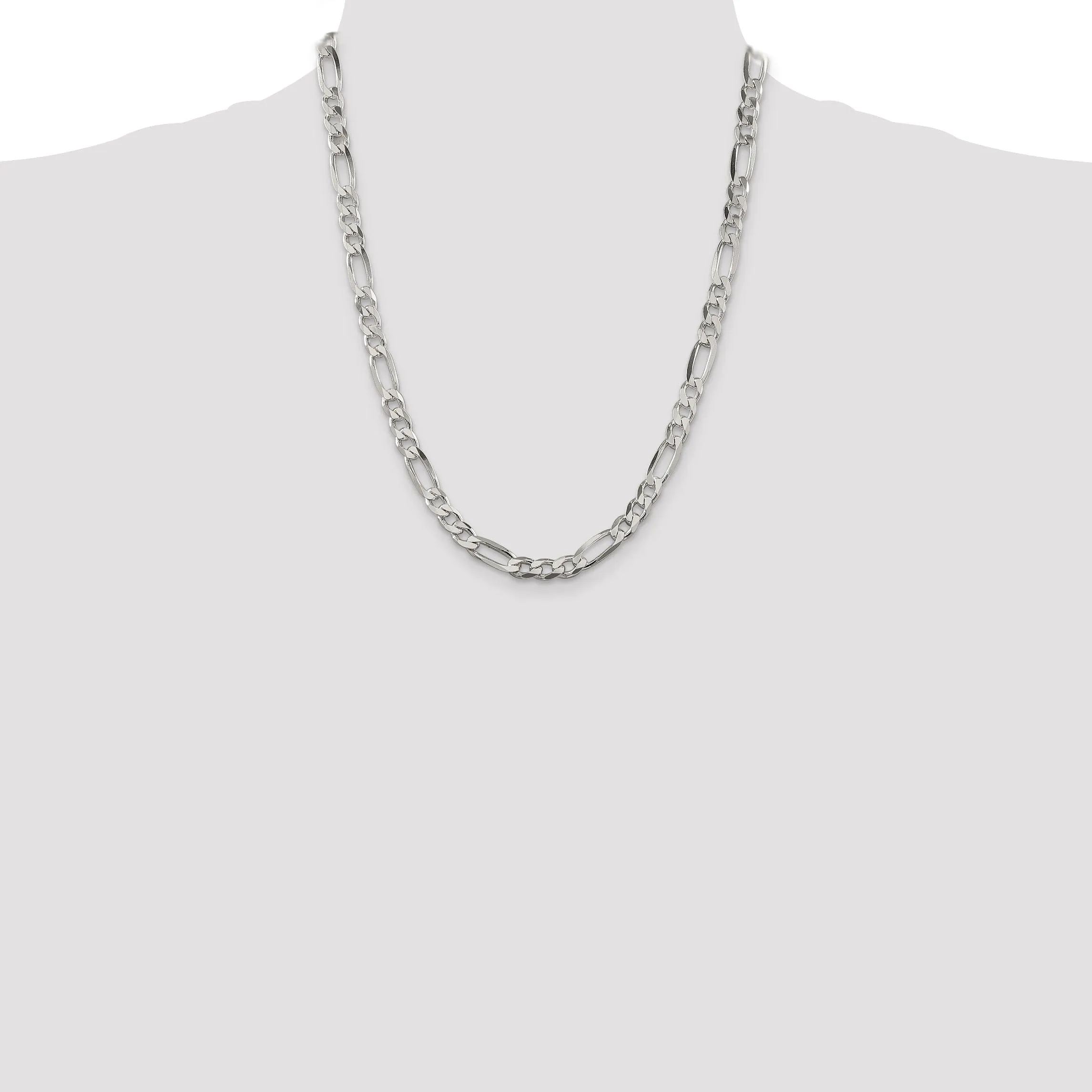 Silver Polished 6.25-mm Solid Figaro Chain