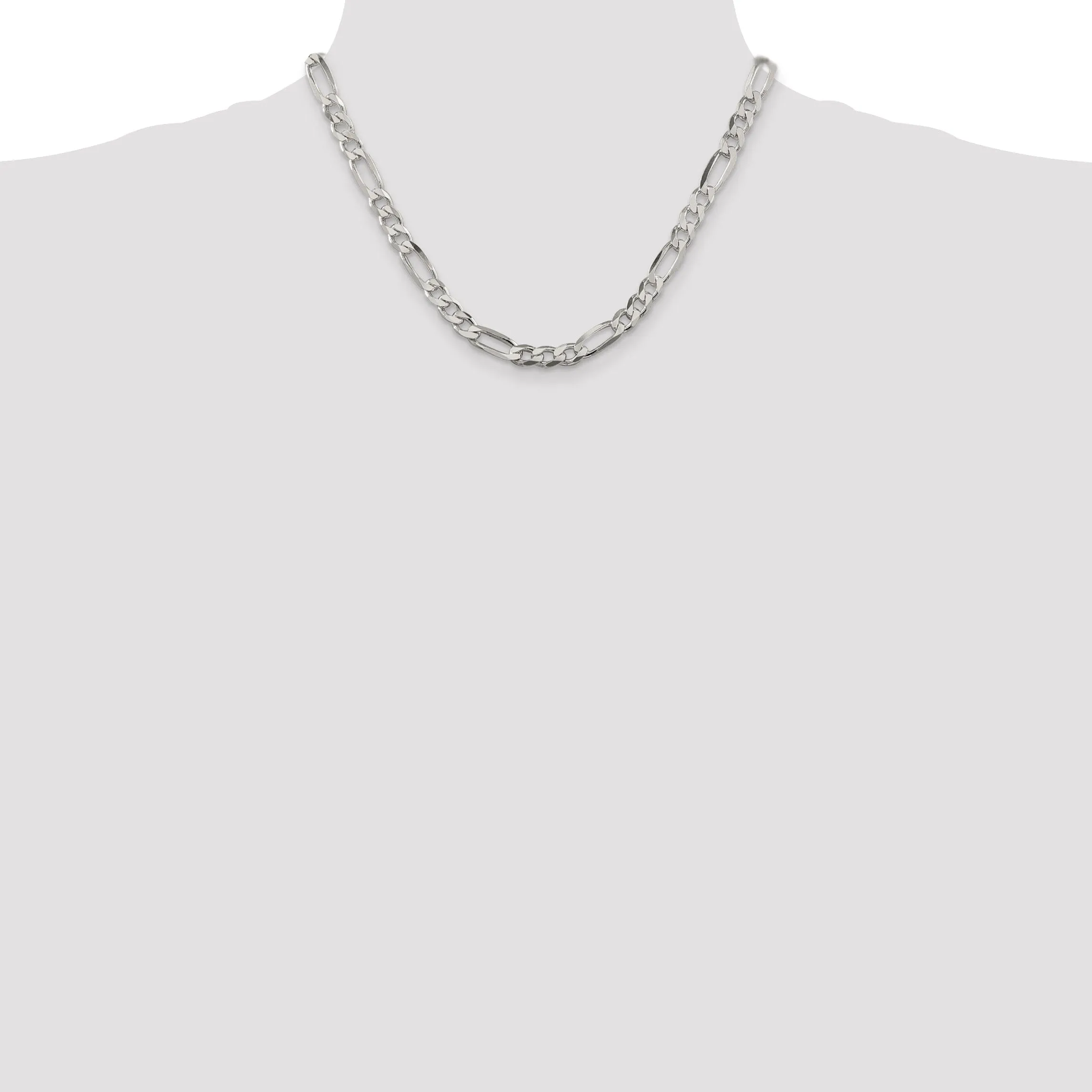 Silver Polished 6.25-mm Solid Figaro Chain
