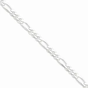Silver Polished 6.25-mm Solid Figaro Chain