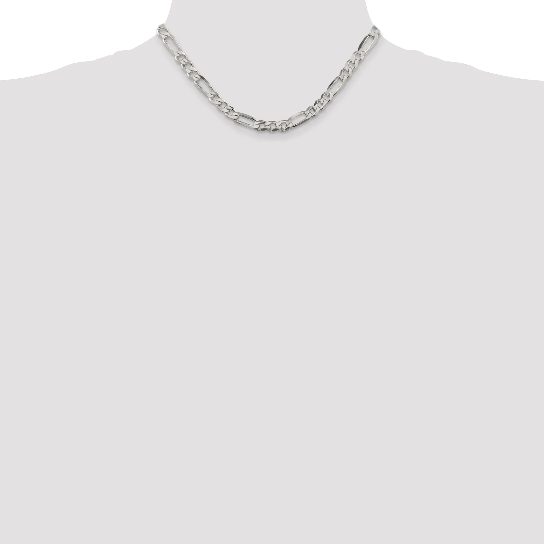 Silver Polished 6.25-mm Solid Figaro Chain