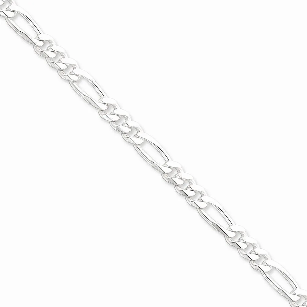 Silver Polished 6.25-mm Solid Figaro Chain