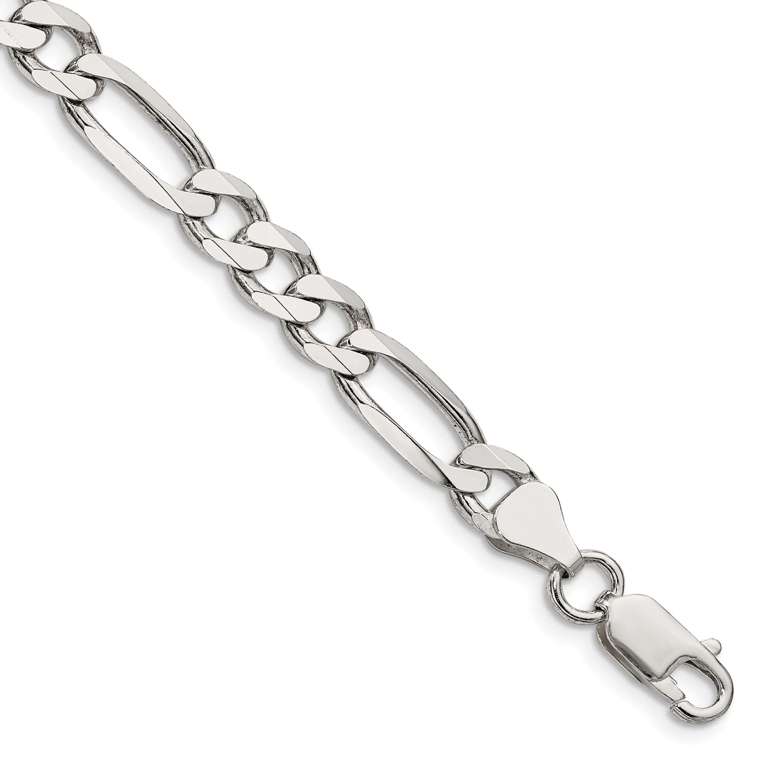 Silver Polished 6.25-mm Solid Figaro Chain