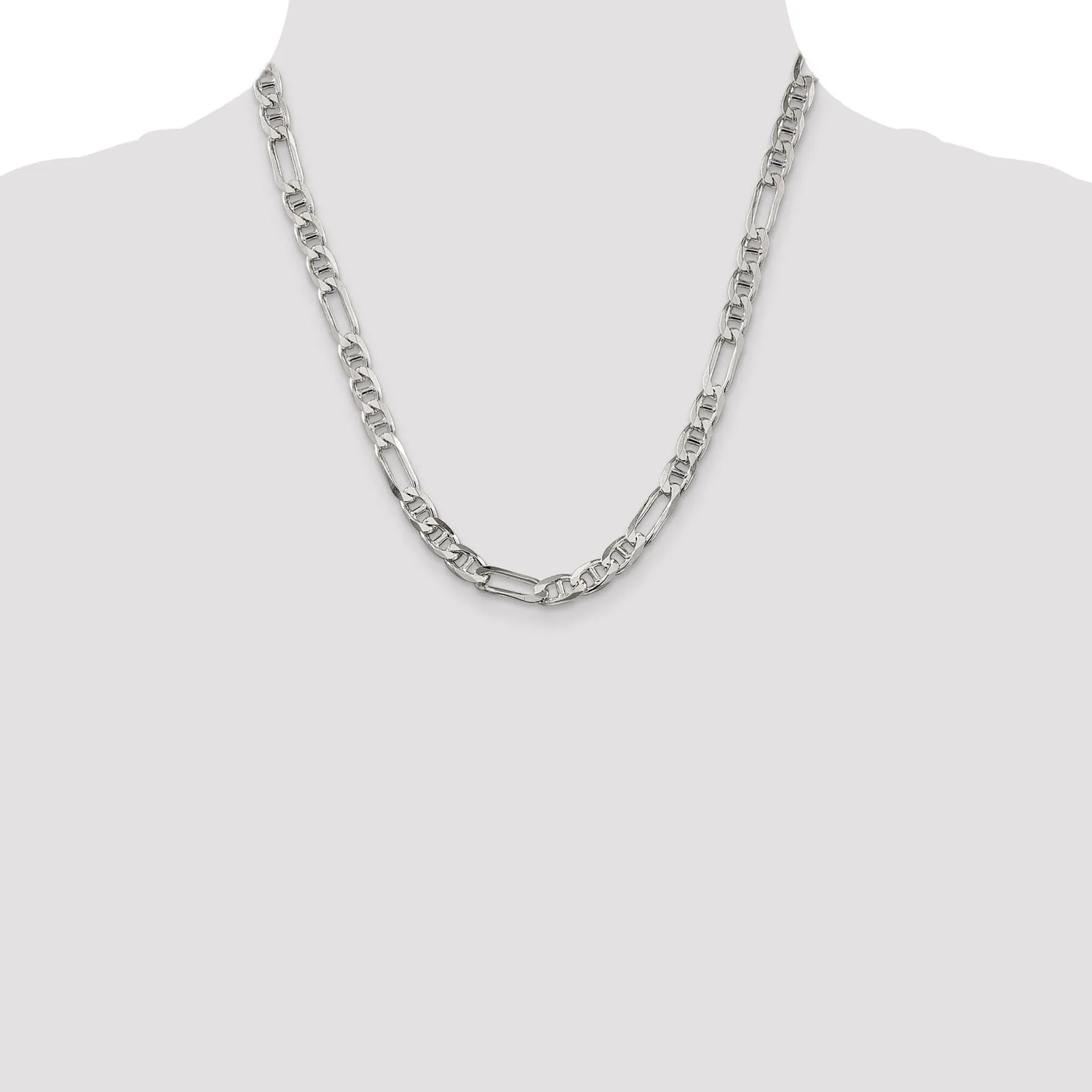 Silver Polished 6.50-mm Figaro Anchor Chain