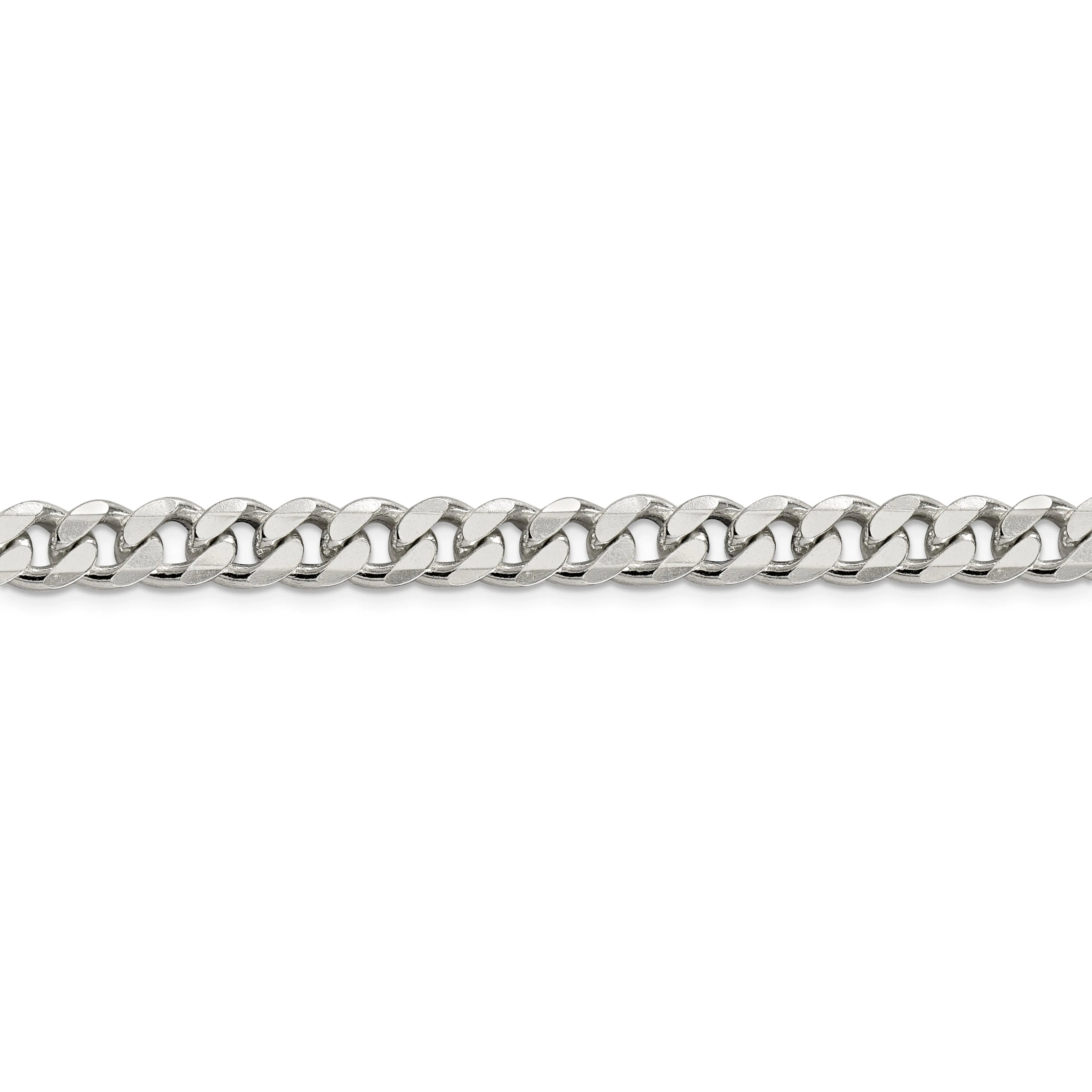 Silver Polished 8.00-mm Solid Curb Link Chain