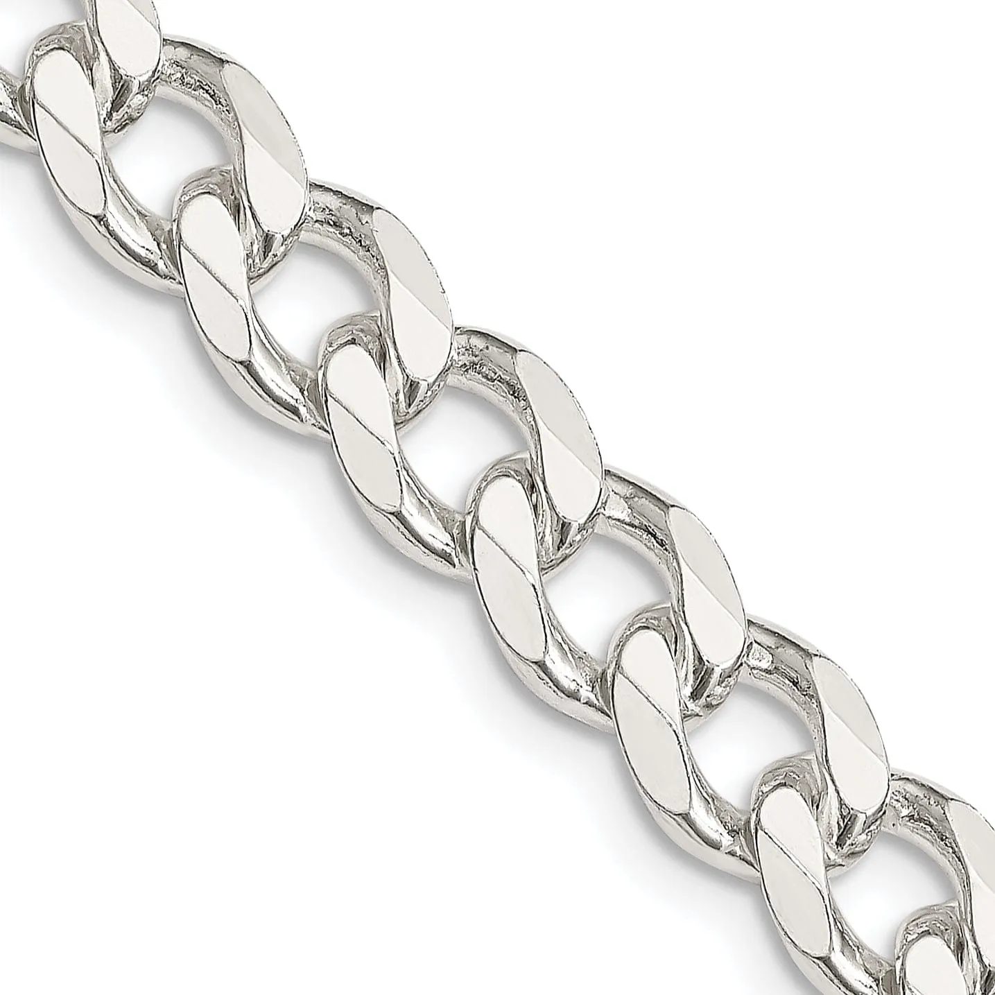 Silver Polished 8.00-mm Solid Curb Link Chain