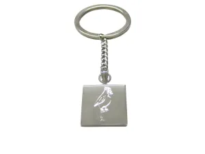 Silver Toned Etched Small Tropical Bird Keychain