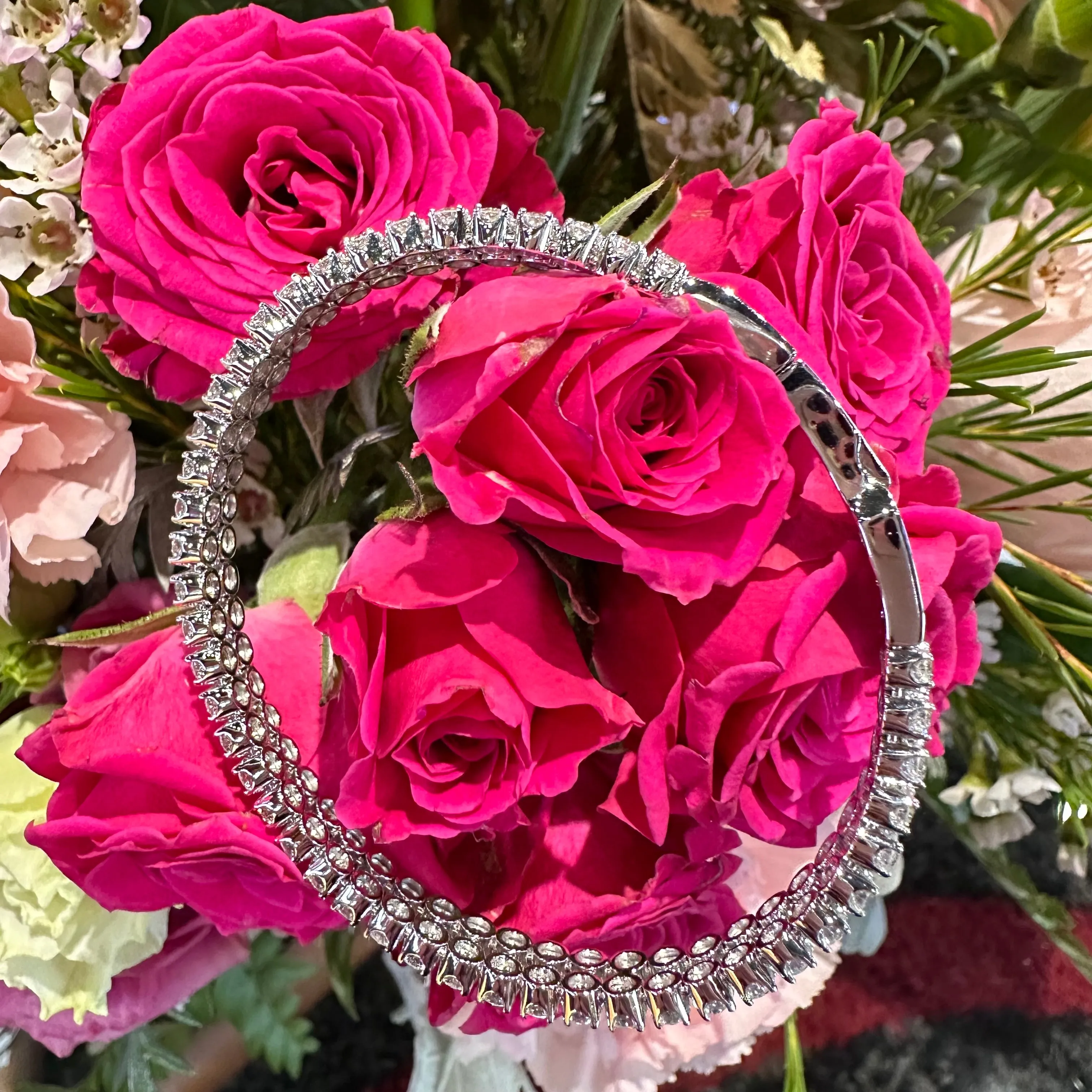 Simon G Diamond Double Row 18K White Gold Bangle Bracelet LB2665