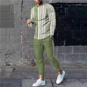 Simple Line Classic Long-Sleeved T-Shirt Two-Piece Set 2404001444