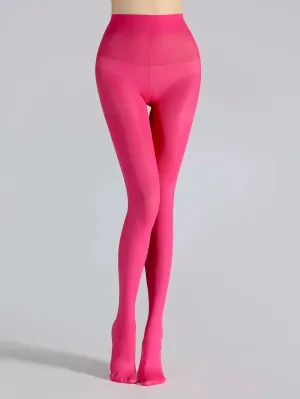 Simple Plain Tights - Hot pink